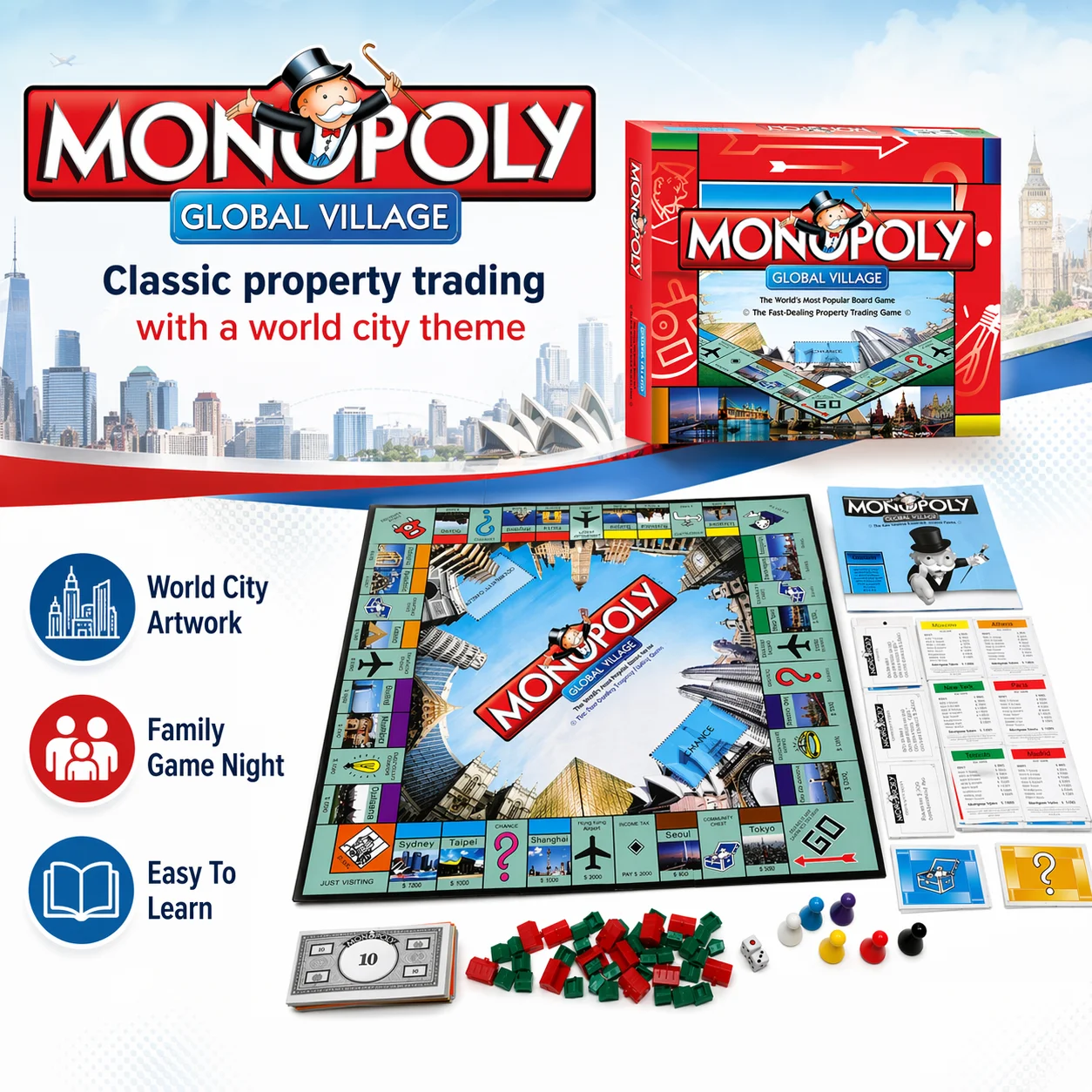 Premium MONOPOLY GLOBAL VILLAG - đánh giá và giá Hasbro Game Monopoly